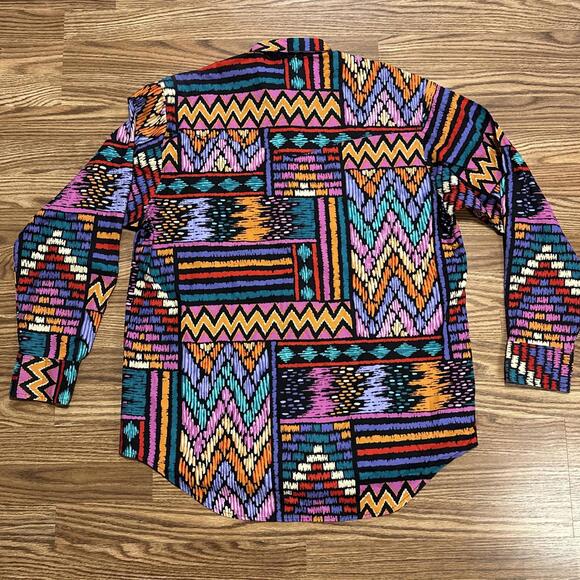 Wrangler Frontier Series Mens L Long Sleeve Button Down Aztec Western Cowboy - Picture 9 of 9